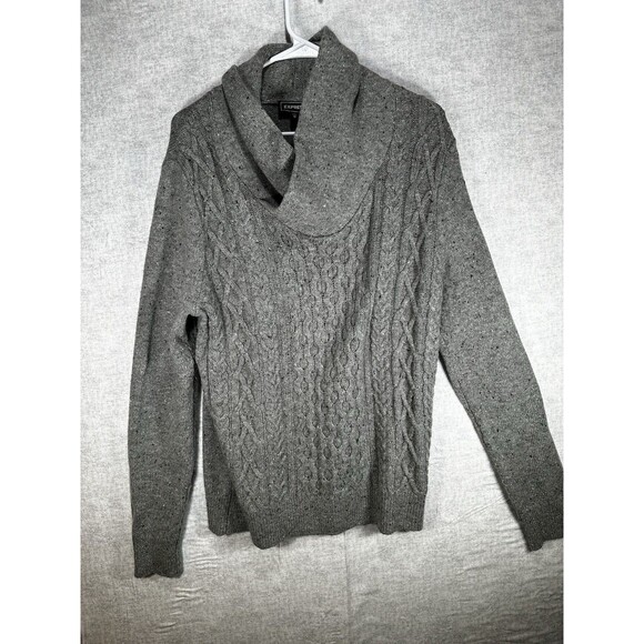 Express Women’s Gray Heather LS Turtleneck Wool Blend Sweater Sz Medium - Picture 1 of 6